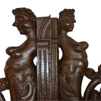 1700's French Antique Gothic Architectural Hand Carved Wood Crest Pediment