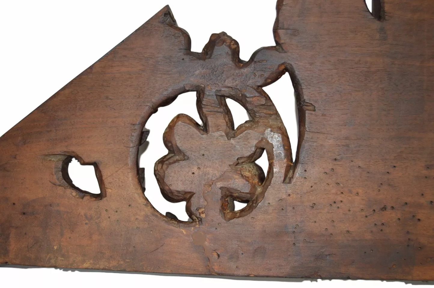 1700's French Antique Gothic Architectural Hand Carved Wood Crest Pediment